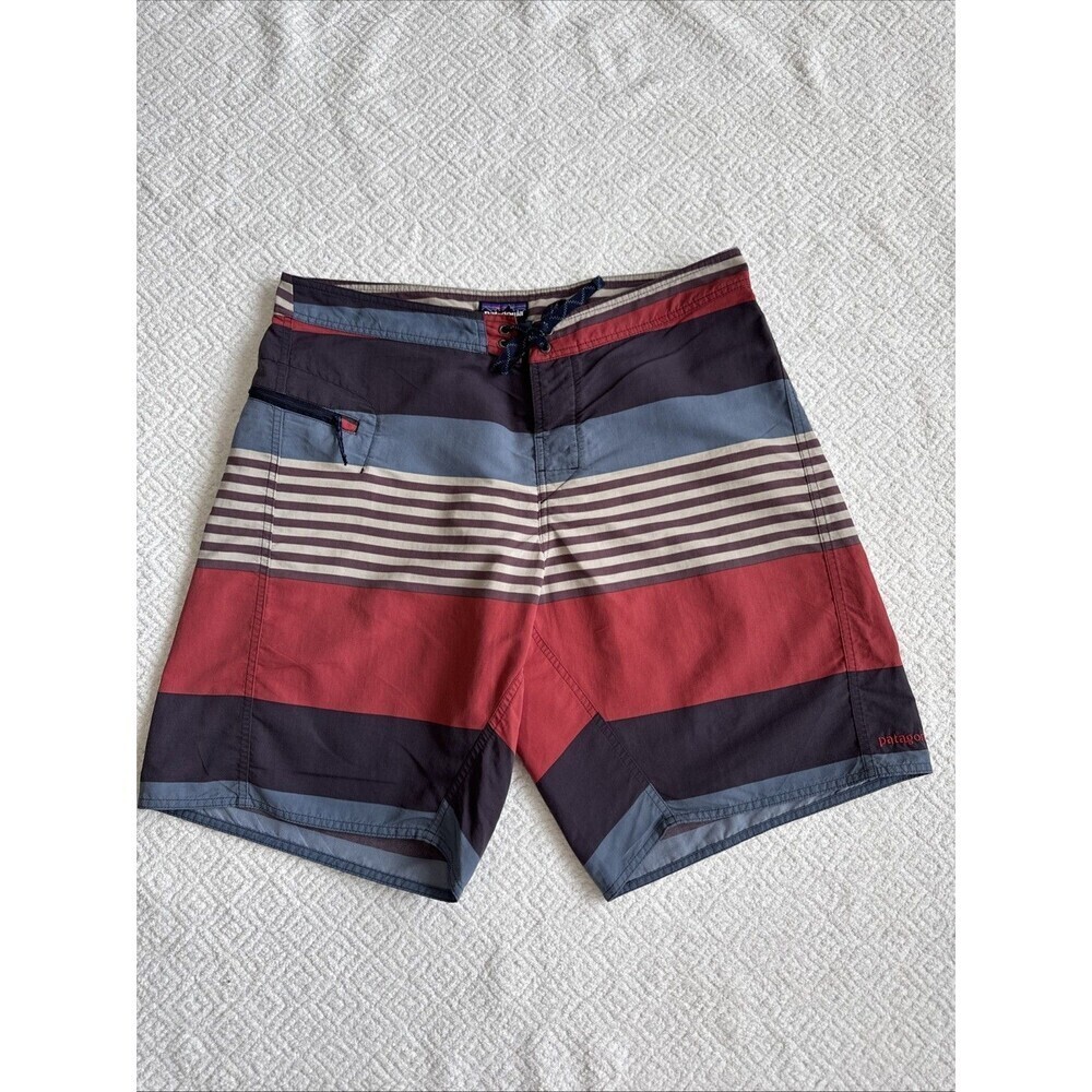 Patagonia Shorts Mens 36 Multicolor Striped Board Swim Trunks Drawstrings